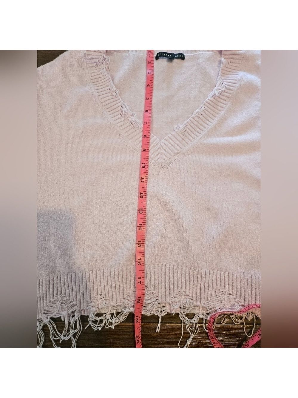 BROOKLYN KARMA WOMEN'S PINK DISTRESSED GRUNGE KNIT CROPPED TOP SIZE MEDIUM - Picture 11 of 12
